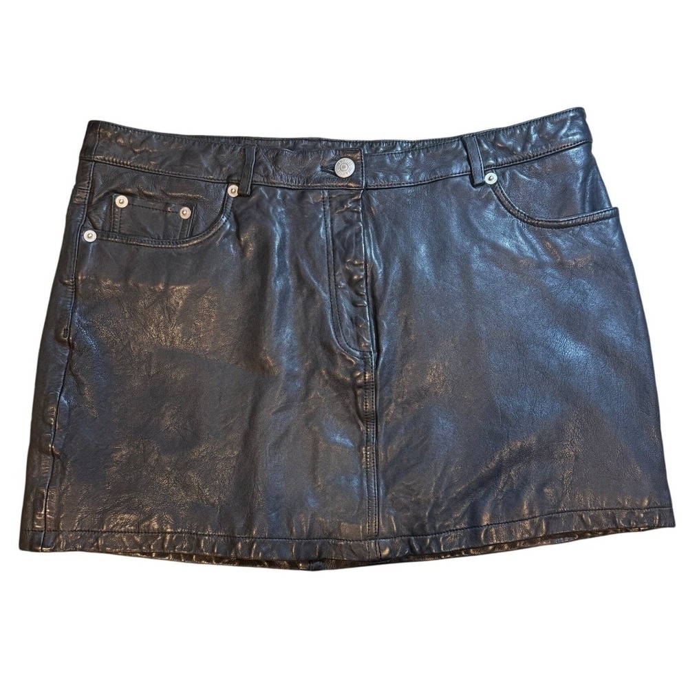 The Kooples Black Sheep Leather Mini Skirt FJUP29013K Size 3 EU L BLA01 NWT